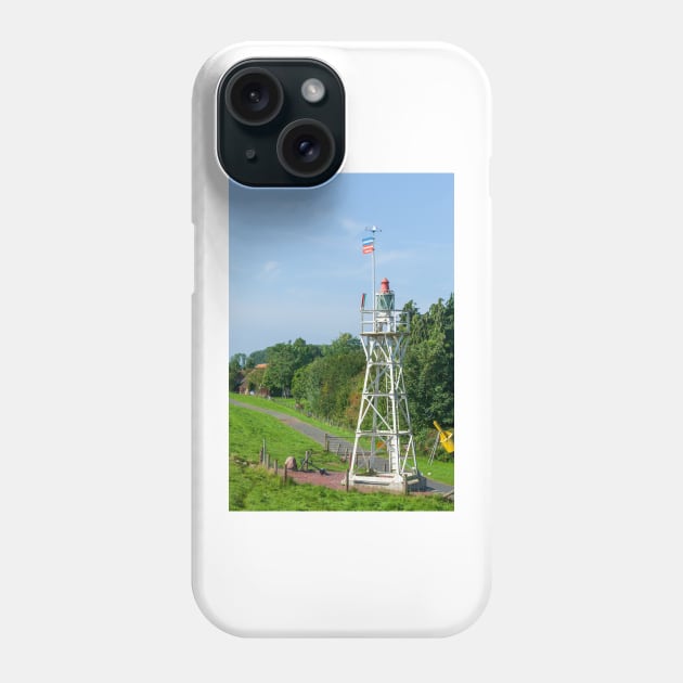 Liener Hörn lighthouse on the Huntedeich, Elsfleth; district of Wesermarsch; Lower Saxony; Germany; Europe Phone Case by Kruegerfoto