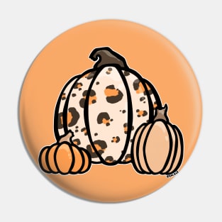 Orange Leopard Print Pumpkin Pin