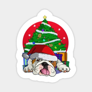 English Bulldog Santa Hat Merry Christmas Magnet