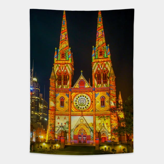 Christmas Time at St Mary's Cathedral, Sydney, NSW, Australia Tapestry by Upbeat Traveler