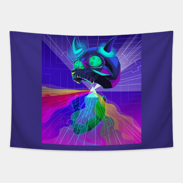 Neon skull Tapestry by union