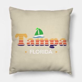 Tampa Florida Retro 80s design Pillow