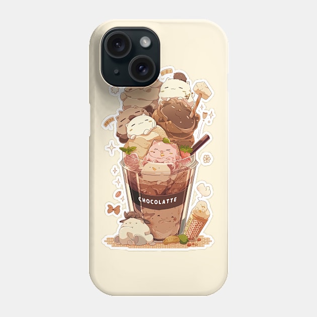 Foodiies Collection - Afternoon Chocolate Frappucchino Hazelnut Latte And Caramel Latte Get Together | Kawaii Aesthetic Anime Food Design | PROUD OTAKU Phone Case by PROUD OTAKU