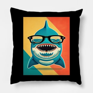 Funny Shark Wearing Glasses While Smiling Pillow