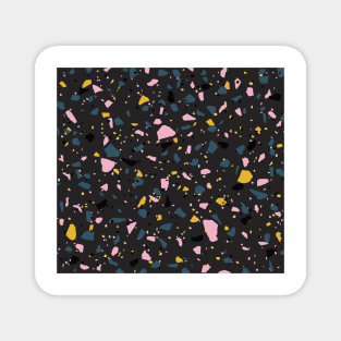 Terrazzo with black, pink, yellow, and dark blue colours Magnet