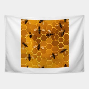 Honeycomb and Bee Pattern 14 Tapestry