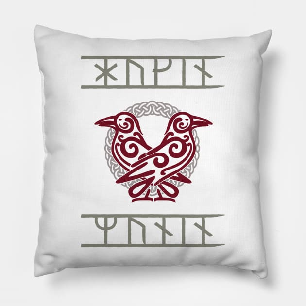 Odin's Ravens Huginn & Muninn | Norse Mythology Pillow by Time Nomads