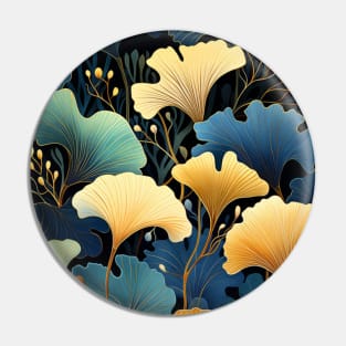 Blue And Gold Ginkgo Leaves Pin