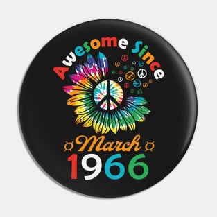 Funny Birthday Quote, Awesome Since March 1966, Retro Birthday Pin