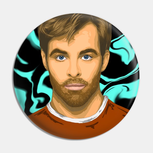 Chris Pine Pop Art Portrait Pin by NibsonMother