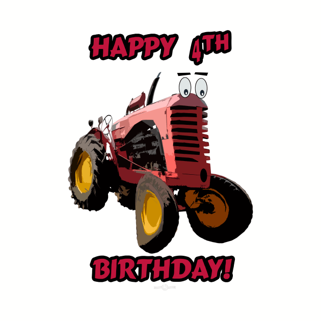 Happy 4th birthday tractor design by seadogprints