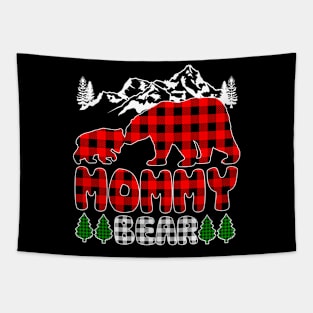 Mommy Bear Christmas Pajama Red Plaid Buffalo Family Gift Tapestry