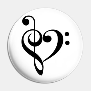 Treble Clef & Bass Clef Heart Pin