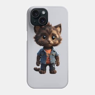 The cutest tortoiseshell kitten in jeans outfit Phone Case