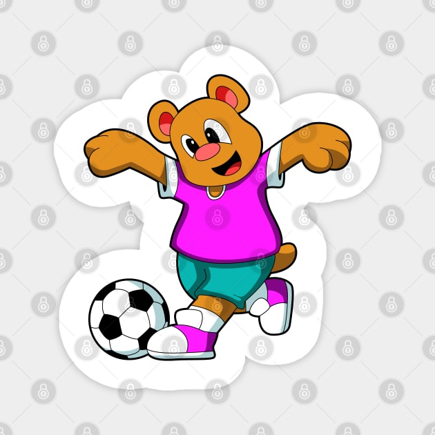 Bear at Sports with Soccer Magnet by Markus Schnabel