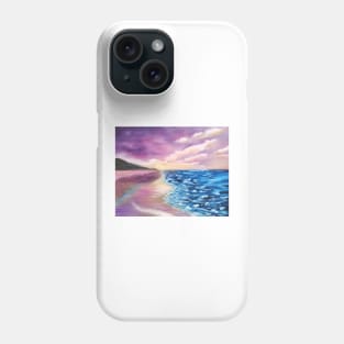 Beach Scene, Clouds, Sky, Sea, Ocean, Lavender beach, pink sky, Phone Case