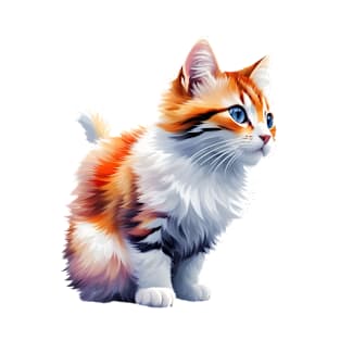 Cute Kitten Watercolor Style - Ai Art T-Shirt