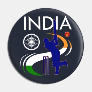 India Cricket With Indian Flag Brush Stroke Pin