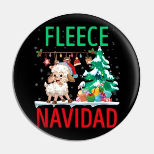 fleece navida funny Christmas sheep | sheep with Santa hat Christmast gift farmer sheep lover Pin