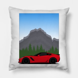 Z06 mountain Red Pillow