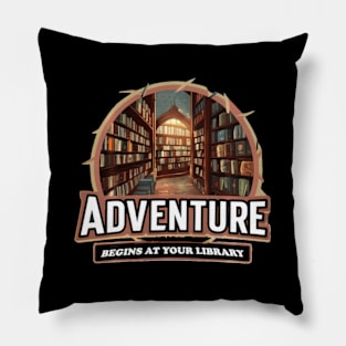 ny Librarian Quote Adventure Begins At Your Library Pillow