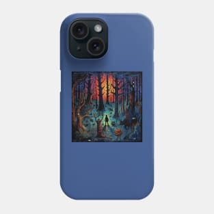 Folk Art Creepy Forest at Sunset Phone Case