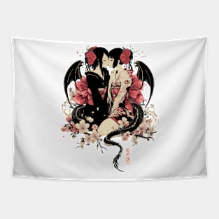 Two Geishas Kissing Graphic T-Shirt 12 Tapestry