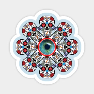 Skull and eye flower. A beautiful design made of skulls and a blue eye. Magnet