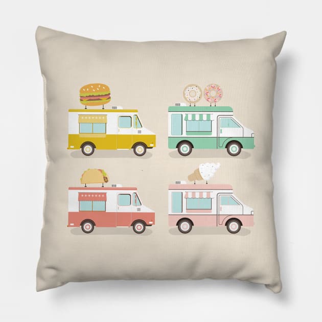 Food Trucks Pillow by allisonromerodesign