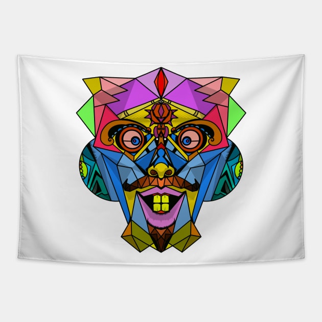 Colorful beardy mask Tapestry by keyoveride