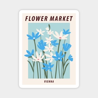 Flower market poster, Blue flower art, Vienna, Posters aesthetic, Floral art, Vintage, Cottagecore Magnet