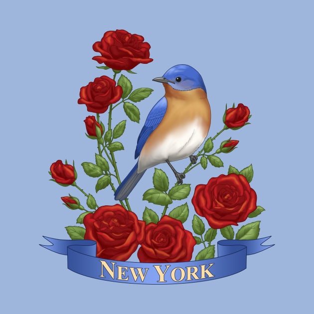 New York State Bluebird and Rose by csforest