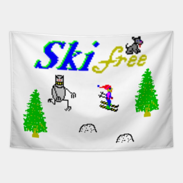 Skifree Retro 90’s PC Game Tapestry by GoneawayGames