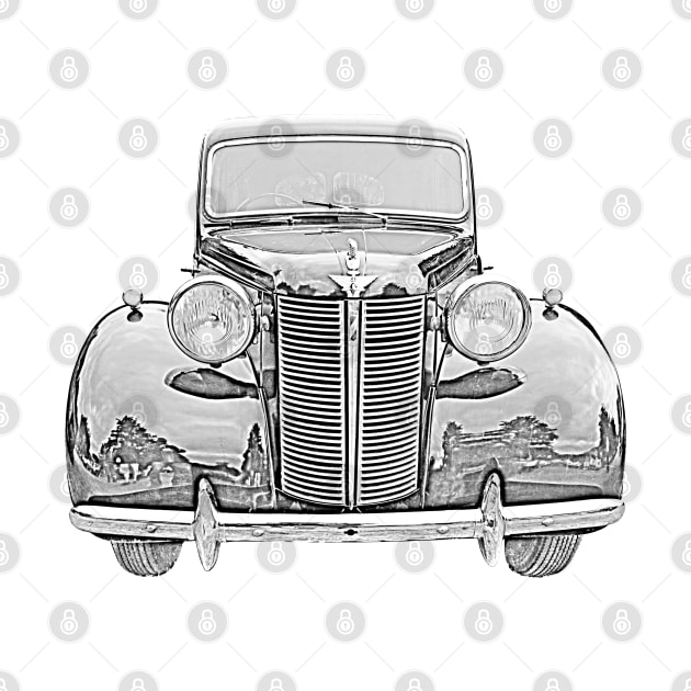 Austin Ten 1940s British classic car monochrome by soitwouldseem