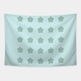 Mint Stars with eyelashes Tapestry