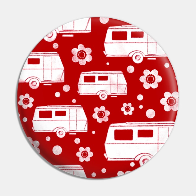 Vintage Caravan block print in red and white Pin by NattyDesigns