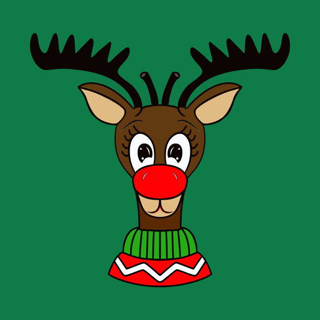 REINDEER Merry Christmas Green Red Sweater by SartorisArt1