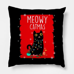 Meowy Catmas Merry Christmas Cat Lover Pillow