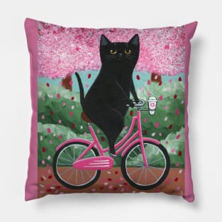 Black Cat Spring Bicycle Ride 2024 Pillow