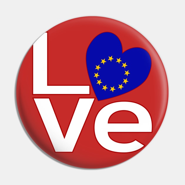 White Red European Union LOVE Pin by AuntieShoe