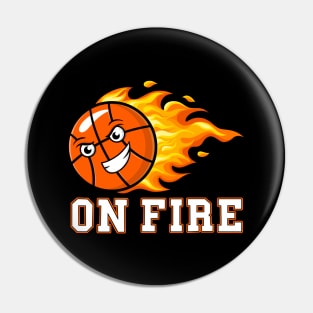 Basketball ball on fire Pin