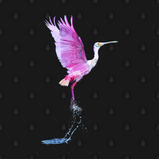 Serenity in Flight: Rosette Spoonbill Graphic Print – Captivating Nature Art for Your Space by LastViewGallery