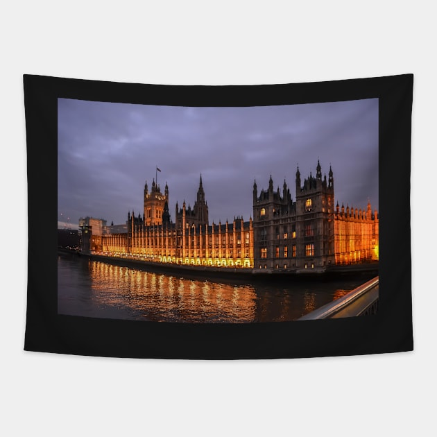 Palace of Westminster at night Tapestry by lena-maximova