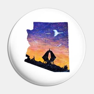 Arizona Desert Retro UFO Pin