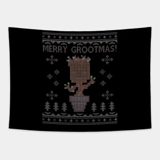 Guardians Of the Galaxy Merry Grootmas Christmas Knit Pattern Tapestry