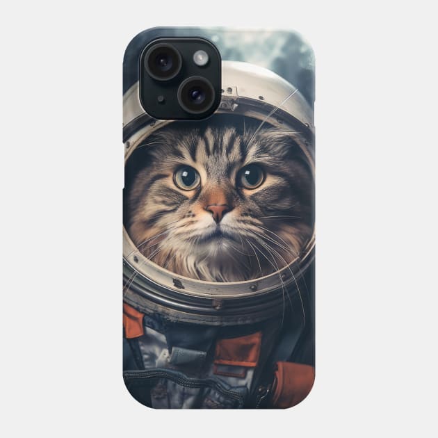 Astronaut Cat in Space - Norwegian Forest Cat Phone Case by Merchgard