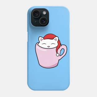Cute Christmas cat sitting in a pink cup Phone Case