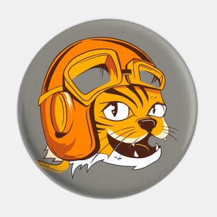 Tiger wearing vintage flying helmet's and goggles. Pin