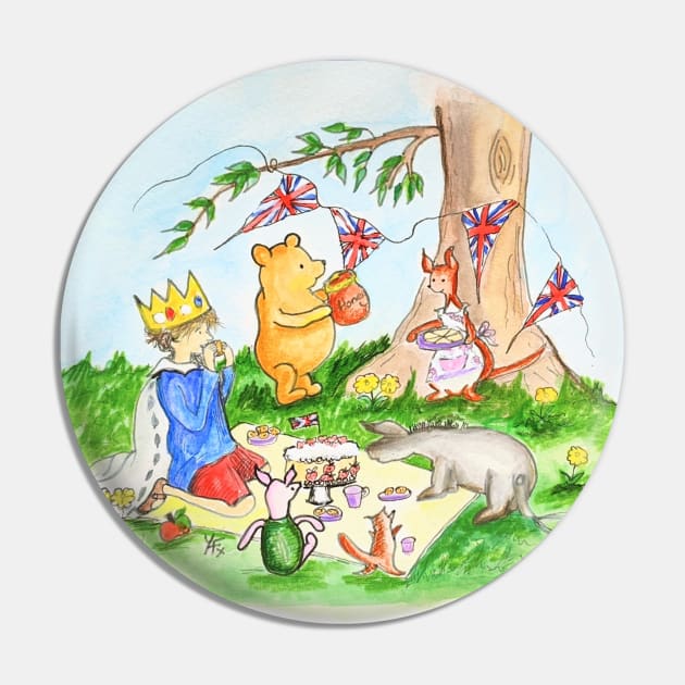 Winnie The Pooh Coronation Tea Party Pin by Yvonne Flannery