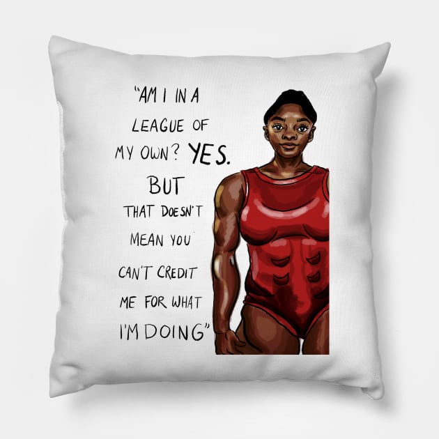 Simone Biles Pillow by DinoCatDraws